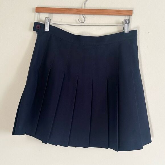American Apparel Navy Pleated Tennis Skater Mini Skirt L - Picture 9 of 10